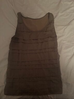 LOFT Brown Layered Ruffle Scoop Neck Tank